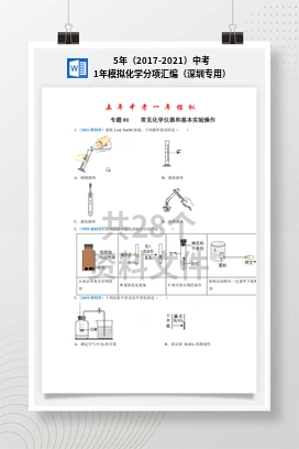 5年（2017-2021）中考1年模拟化学分项汇编（深圳专用）