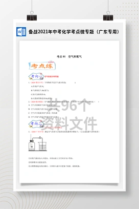 备战2021年中考化学考点微专题（广东专用）