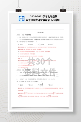 2020-2021学年七年级数学下册同步课堂帮帮帮（苏科版）