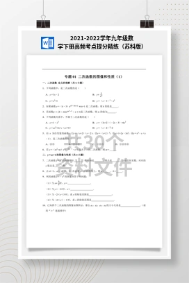 2021-2022学年九年级数学下册高频考点提分精练（苏科版）