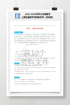 2023-2024学年七年级数学上册压轴题专项讲练系列（苏科版）