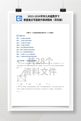 2023-2024学年九年级数学下册重难点专题提升精讲精练（苏科版）