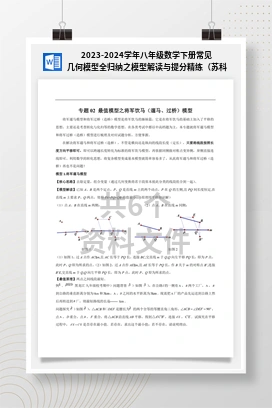 2023-2024学年八年级数学下册常见几何模型全归纳之模型解读与提分精练（苏科版）