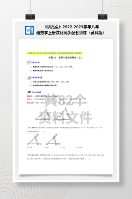《讲亮点》2022-2023学年八年级数学上册教材同步配套讲练（苏科版）