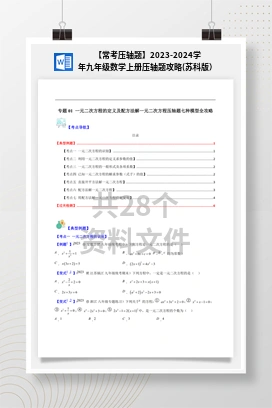【常考压轴题】2023-2024学年九年级数学上册压轴题攻略(苏科版）