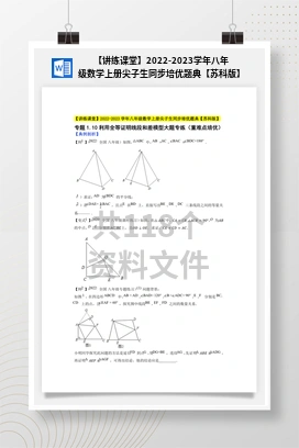 【讲练课堂】2022-2023学年八年级数学上册尖子生同步培优题典【苏科版】