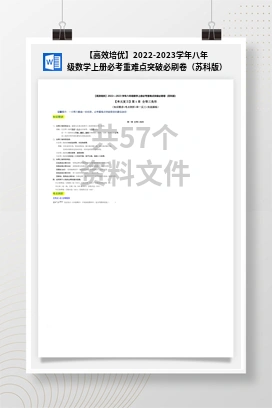 【高效培优】2022-2023学年八年级数学上册必考重难点突破必刷卷（苏科版）