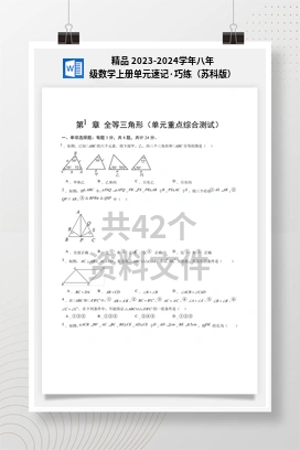 精品 2023-2024学年八年级数学上册单元速记·巧练（苏科版）