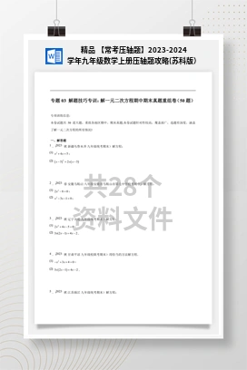 精品 【常考压轴题】2023-2024学年九年级数学上册压轴题攻略(苏科版）