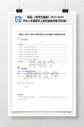 精品 【常考压轴题】2023-2024学年八年级数学上册压轴题攻略(苏科版）