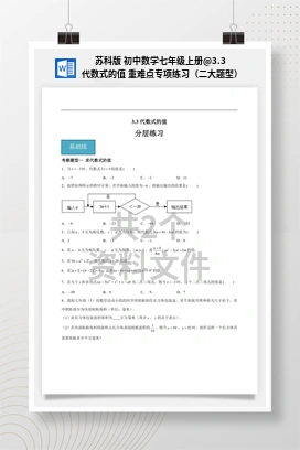 3.3 代数式的值 重难点专项练习（二大题型） 苏科版 初中数学七年级上册