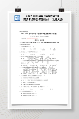 2022-2023学年七年级数学下册《同步考点解读•专题训练》（北师大版）