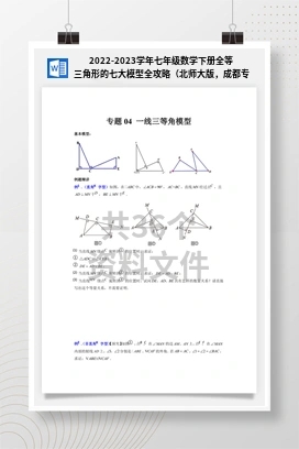 2022-2023学年七年级数学下册全等三角形的七大模型全攻略（北师大版，成都专用）