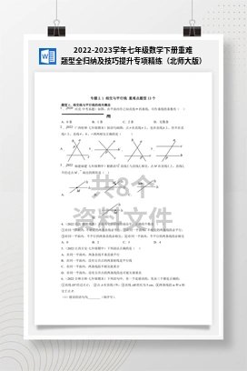 2022-2023学年七年级数学下册重难题型全归纳及技巧提升专项精练（北师大版）