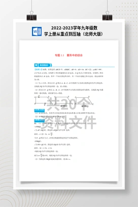 2022-2023学年九年级数学上册从重点到压轴（北师大版）