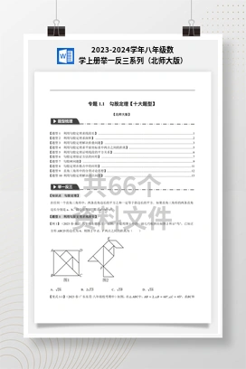 2023-2024学年八年级数学上册举一反三系列（北师大版）