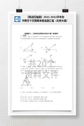 【挑战压轴题】2021-2022学年初中数学下学期期末精选题汇编（北师大版）