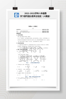 2021-2022学年八年级数学下册专题分类考点培优（人教版）