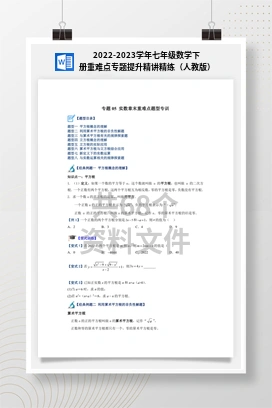 2022-2023学年七年级数学下册重难点专题提升精讲精练（人教版）