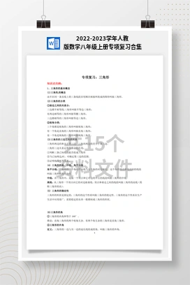 2022-2023学年人教版数学八年级上册专项复习合集