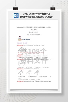 2022-2023学年八年级数学上册同步考点必刷练精编讲义（人教版）