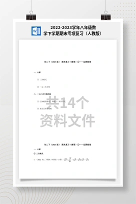 2022-2023学年八年级数学下学期期末专项复习（人教版）