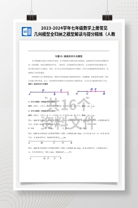 2023-2024学年七年级数学上册常见几何模型全归纳之模型解读与提分精练（人教版）
