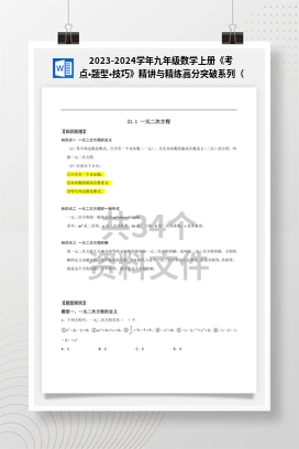 2023-2024学年九年级数学上册《考点•题型•技巧》精讲与精练高分突破系列（人教版）