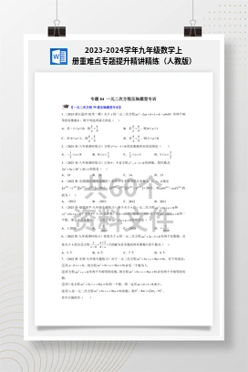 2023-2024学年九年级数学上册重难点专题提升精讲精练（人教版）