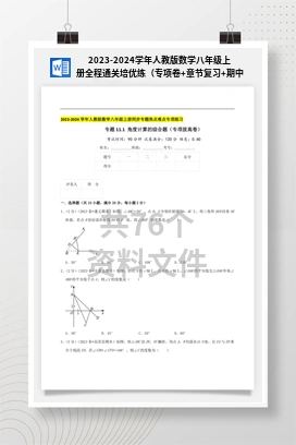 2023-2024学年人教版数学八年级上册全程通关培优练（专项卷+章节复习+期中期末备考）