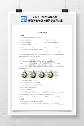 2023—2024学年人教版数学七年级上册同步练习合集