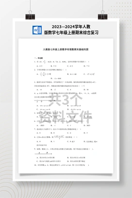 2023—2024学年人教版数学七年级上册期末综合复习