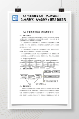 7.1 平面直角坐标系（单元教学设计）-【大单元教学】七年级数学下册同步备课系列（人教版）