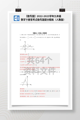 【微专题】2022-2023学年九年级数学下册常考点微专题提分精练（人教版）