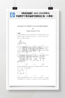 【挑战压轴题】2021-2022学年七年级数学下册压轴题专题精选汇编（人教版）