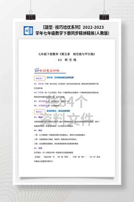 【题型·技巧培优系列】2022-2023学年七年级数学下册同步精讲精练(人教版)