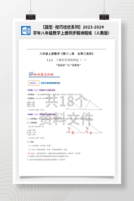 【题型·技巧培优系列】2023-2024学年八年级数学上册同步精讲精练（人教版）