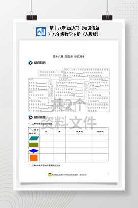 第十八章 四边形（知识清单）八年级数学下册（人教版）