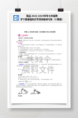 精品 2023-2024学年七年级数学下册基础知识专项突破讲与练（人教版）