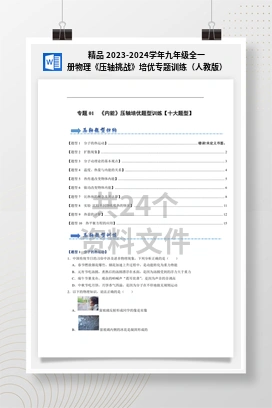 精品 2023-2024学年九年级全一册物理《压轴挑战》培优专题训练（人教版）