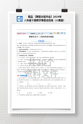 精品 【寒假分层作业】2024年八年级下册数学寒假培优练（人教版）