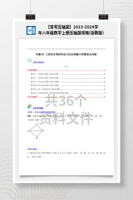 【常考压轴题】2023-2024学年八年级数学上册压轴题攻略(浙教版）