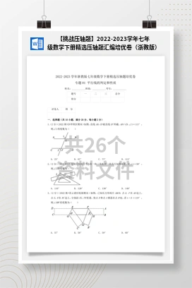 【挑战压轴题】2022-2023学年七年级数学下册精选压轴题汇编培优卷（浙教版）
