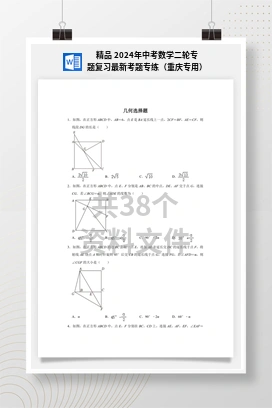 精品 2024年中考数学二轮专题复习最新考题专练（重庆专用）