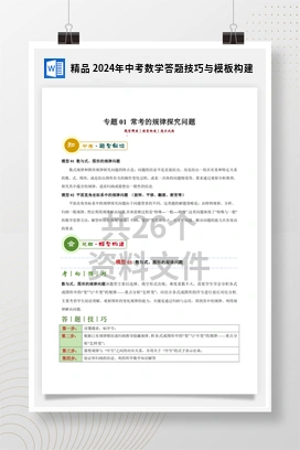 精品 2024年中考数学答题技巧与模板构建
