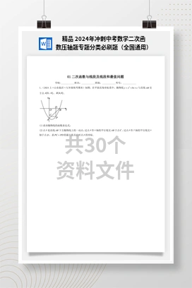 精品 2024年冲刺中考数学二次函数压轴题专题分类必刷题（全国通用）