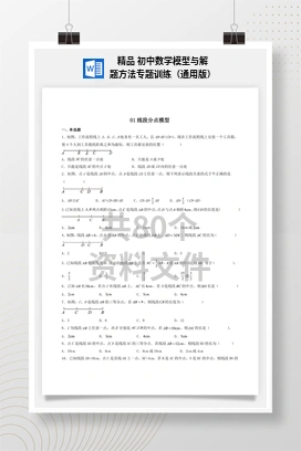 精品 初中数学模型与解题方法专题训练（通用版）