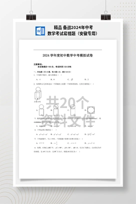 精品 备战2024年中考数学考试易错题（安徽专用）
