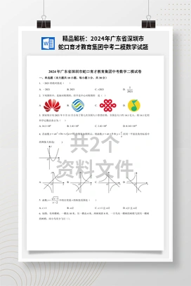 精品解析：2024年广东省深圳市蛇口育才教育集团中考二模数学试题