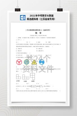 2021年中考数学大数据精选模拟卷（江苏盐城专用）